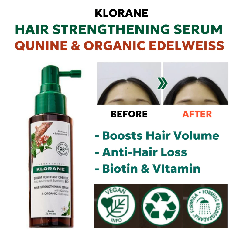 KLORANE Hair Strengthening Serum & แชมพูป้องกันผมร่วง ควบคุมความมัน แชมพูพีโอนีมิ้นต์ป่านฟู