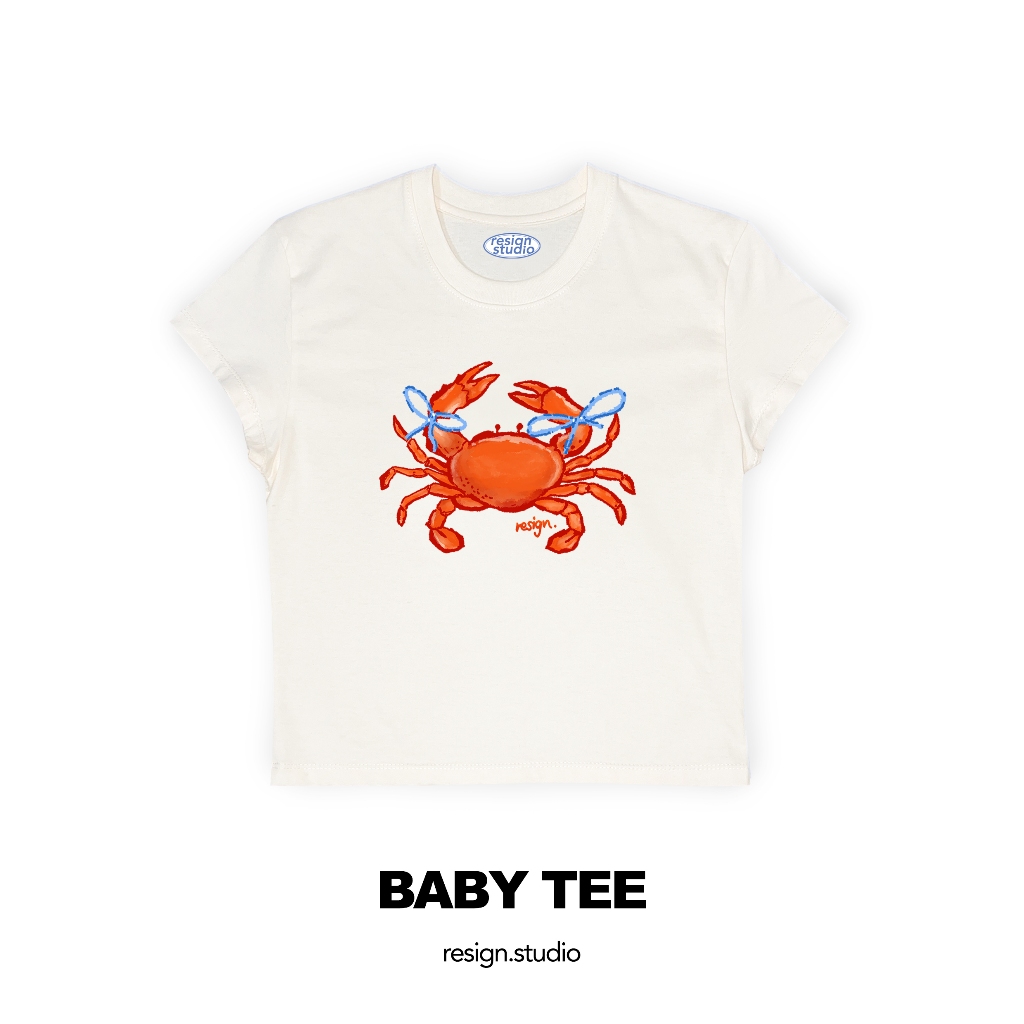 Resign.studio เสื้อยืด Baby tee - Crab summer