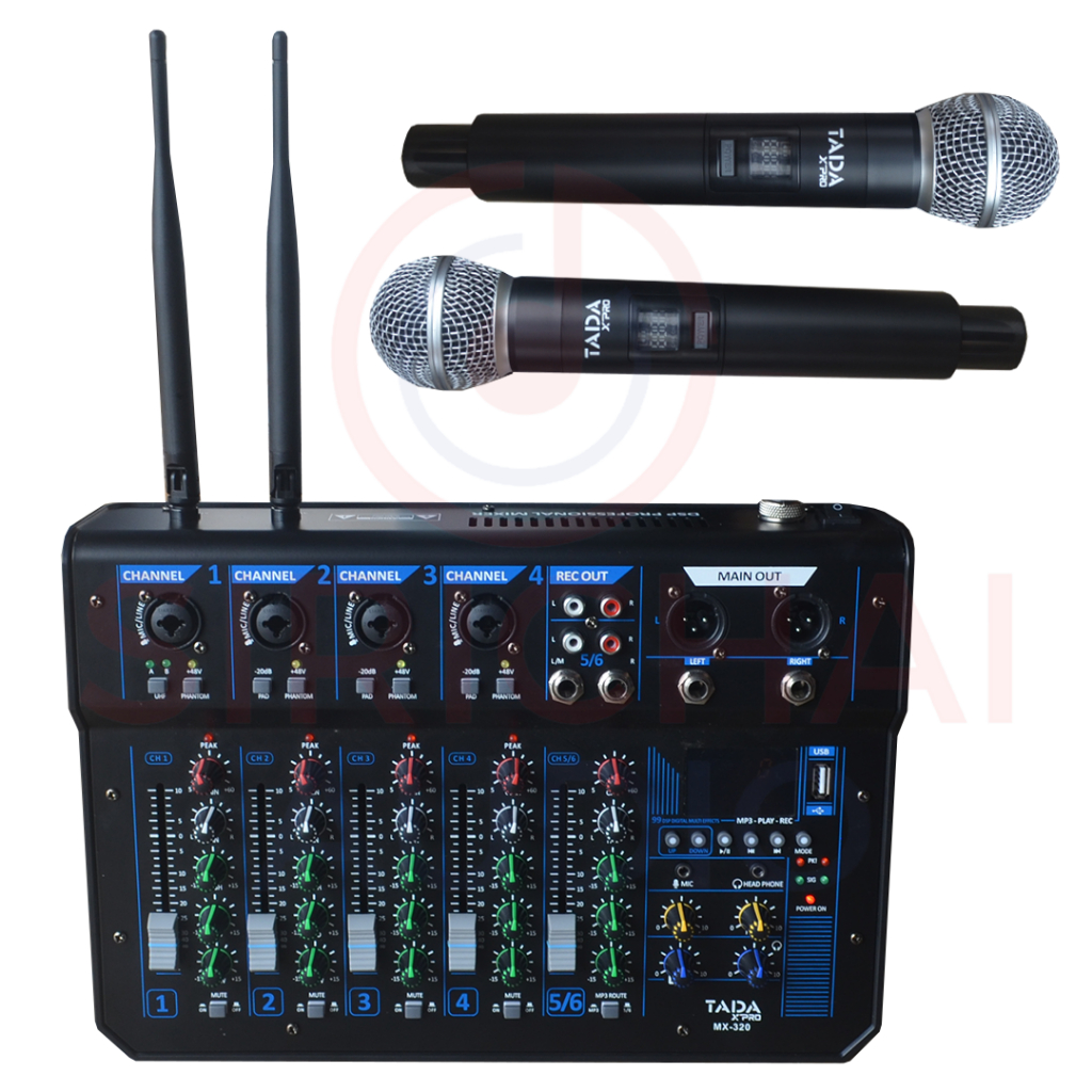 มิกเซอร์ TADA รุ่น MX320 พร้อมไมค์ลอยคู่