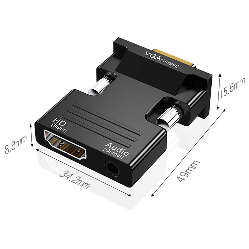 UDelectronic ตัวแปลงสัญญาณ HDMI to VGA พร้อมตัวแปลงเสียง รองรับความละเอียด 1080p 60Hz