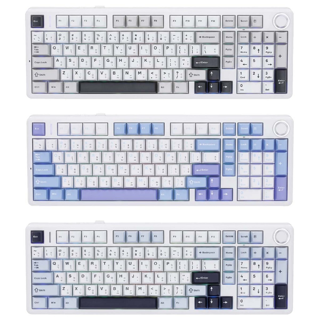 WIRELESS KEYBOARD (คีย์บอร์ดไร้สาย) AULA F99 PRO SKYBLUE SWITCH RGB EN/TH ราคา ถูกที่สุด ดีลบีเคเค แกลเลอรีภาพที่ 2