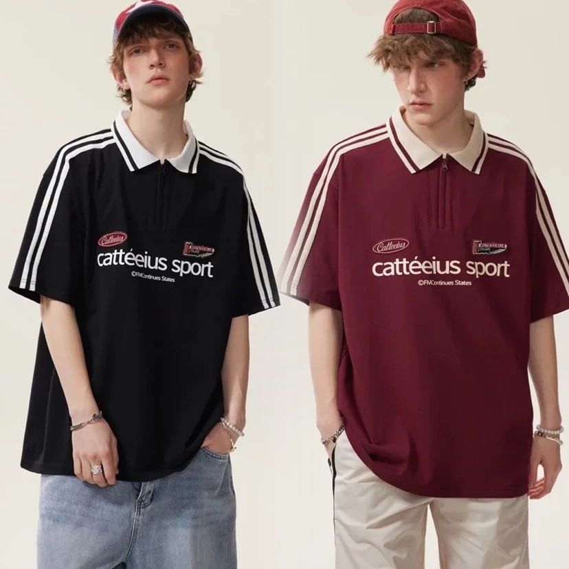 🔥พร้อมส่ง🔥เสื้อยืดโปโล Polo shirt คอปก ทรงหลวม ผู้ชาย ใส่สบาย