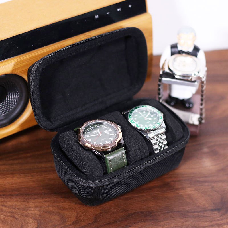 Eva กระเป๋าใส่นาฬิกาพกพา 2 เรือน ดีไซน์เรียบหรู พร้อมซิปปิด กล่องนาฬิกา Watch Box