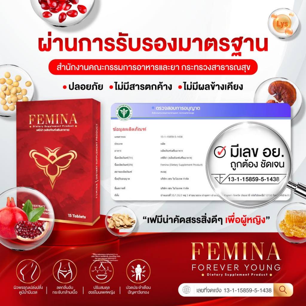 (10 กล่อง) เซ็ตสุดคุ้ม FEMINA • เฟมีน่า บำรุงภายในฟิต รูปที่ 5