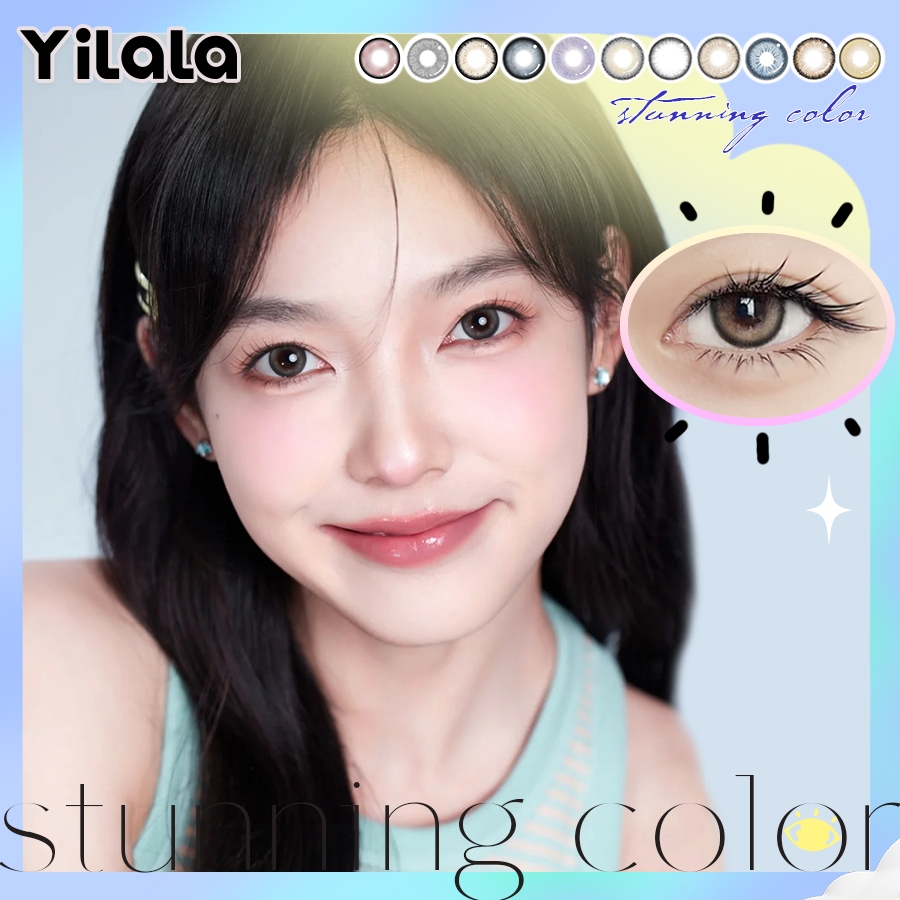 2pcs สายตาสั้นคอนแทคเลนส์เกรด (0-4.50) เลนส์ 14.2-14.5 มม.ต้องแต่งหน้า Mochi Black/Grey/Blue/Purple