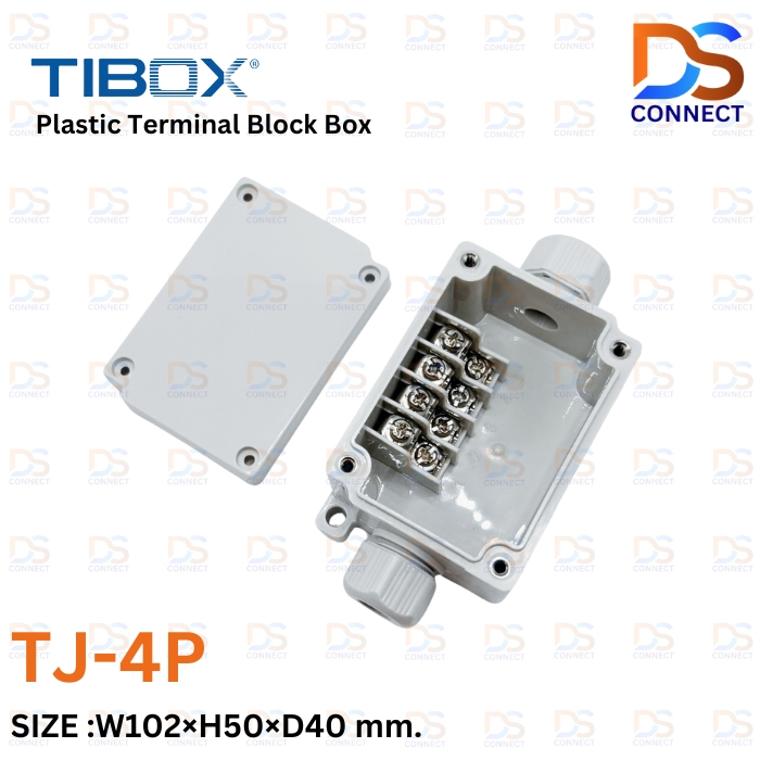 พร้อมส่ง! TIBOX TJ-4P Plastic Terminal Block Box กล่องพลาสติก พร้อมเทอร์มินอลบล็อก 102x50x40 mm.