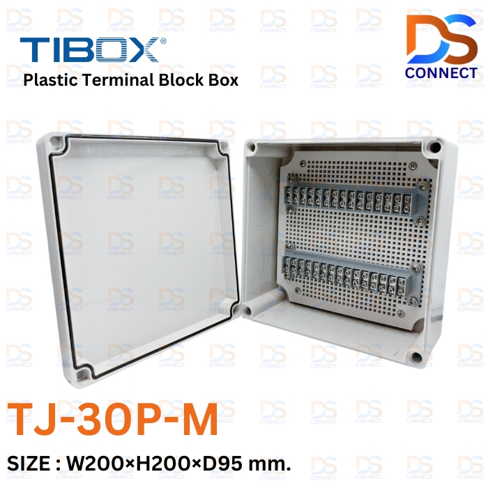พร้อมส่ง! TIBOX TJ-30P-M Plastic Terminal Block Box กล่องพลาสติก พร้อมเทอร์มินอลบล็อก 200x200x95 mm.