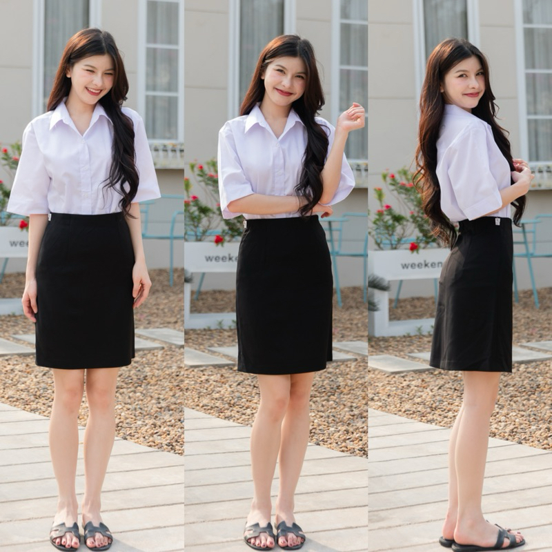 กระโปรงทรงเอ(ไม่ผ่า) ทรงเอไม่ผ่า มียาว16-18-20-22-24 กระโปรงนักศึกษาทรงเอ ผ้ายืดฮานาโกะ ราคา ถูกที่สุด ดีลบีเคเค แกลเลอรีภาพที่ 6