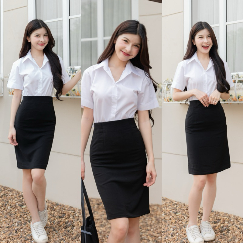 กระโปรงทรงเอ(ไม่ผ่า) ทรงเอไม่ผ่า มียาว16-18-20-22-24 กระโปรงนักศึกษาทรงเอ ผ้ายืดฮานาโกะ ราคา ถูกที่สุด ดีลบีเคเค แกลเลอรีภาพที่ 9