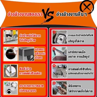 🔥ส่งเร็วพิเศษ 24H🔥 FANXING ซิงค์ล้างจาน สแตนเลส304 อ่างล้างจาน 2 หลุม ใช้ที่บ้าน ห้องครัว รุ่นพับขอบ ขนาด 120x50x80cm