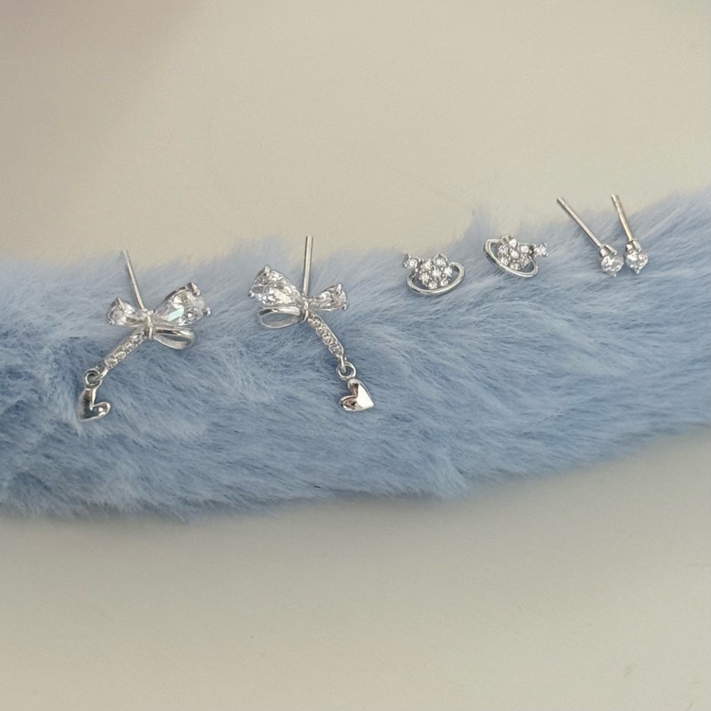 Suwann.na [ราคาต่อเซต] ต่างหู ต่างหูเงินแท้ เซตโบว์ตุ้งติ้ง - รูปที่ 4