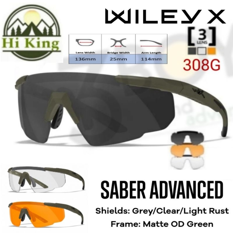New📌📌 แว่นกันแดด ยุทธวิธี Wiley X รุ่น Saber ชุด 3เลนส์ กันสะเก็ด มีกรอบให้เลือก3สี ดำ เขียว แทน พร้อมอุปกรณ์ ของแท้100%