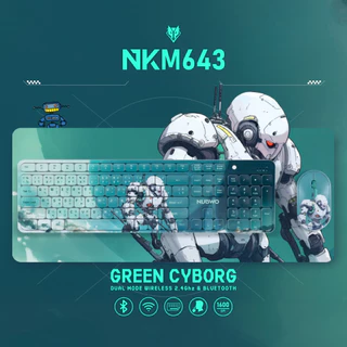 NUBWO ชุดเซ็ทคีย์บอร์ด เมาส์ไร้สาย NKM-643 เชื่อมต่อแบบไวร์เลส บลูทูธ ปุ่มนุ่ม ไร้เสียงรบกวน [1 Receiver ใช้ร่วมกัน]