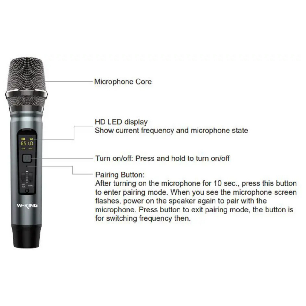 W-KING T9 PRO Party Speaker ลำโพงบลูทูธ 120W ไฟ LED แบตเตอรี่ในตัว พร้อม ไมค์ลอย 2 ตัว เบสหนัก