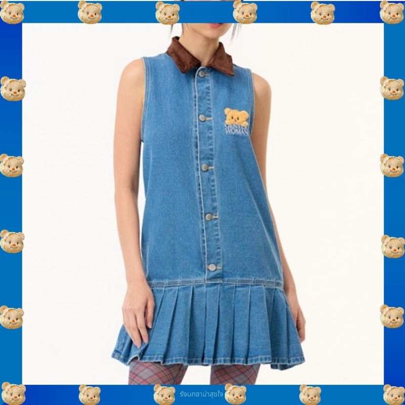Butterbear พร้อมส่ง📦 Butterbear × Gentlewoman ชุดButterbear Denim Mini Dress + ฟรีถุงกระดาษ ของแท้💯จ