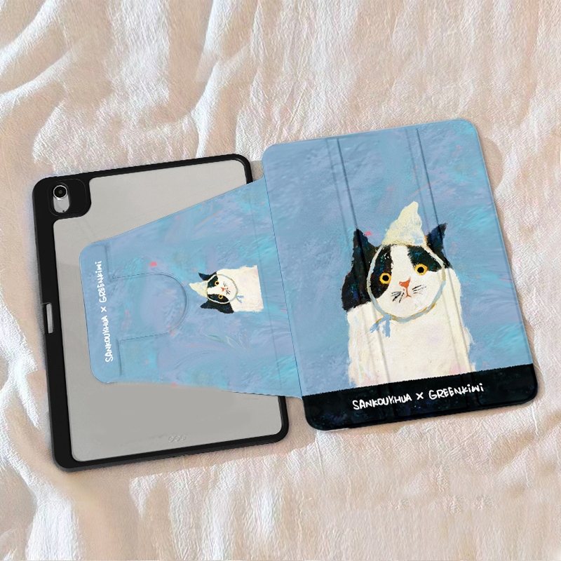💫พร้อมส่ง💫เคสiPadหมุน 360° แผ่นหลังอะครีลิ Gen9 แมวโง่ Air4/5 10.9 เคสไอแพด ใส่ปากกาไ Air6/7 Gen11 - รูปที่ 2
