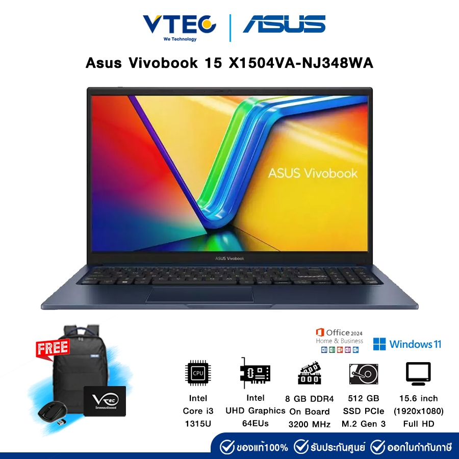 Asus Vivobook 15 X1504VA-NJ348WA | i3-1315U | 8GB DDR4 | 512GB M.2 | 15.6" | Intel UHD | Windows 11 