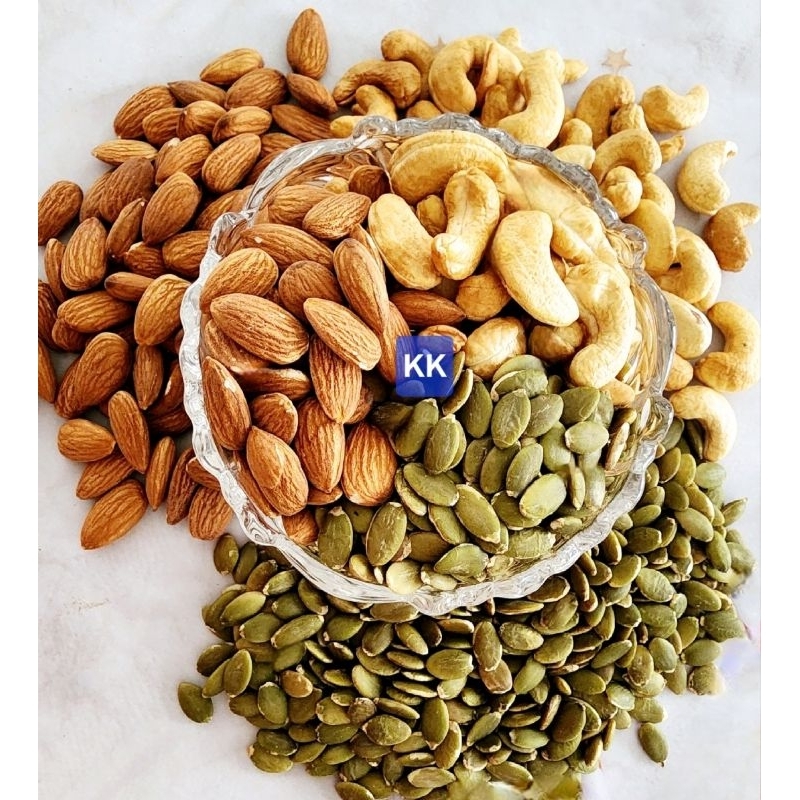 เมล็ดฟักทอง + อัลมอนด์ + เม็ดมะม่วงหิมพานต์ อบธรรมชาติ อบใหม่ๆ กรอบ หอม มัน อร่อย เคี้ยวเพลิน - รูปที่ 2