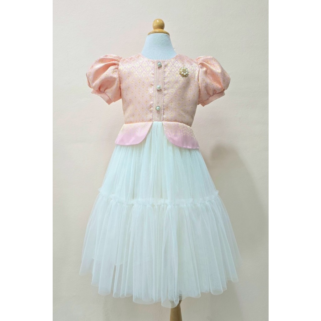 J008 ชุดเดรสเด็กหญิงและแม่ เสื้อผ้าทอลายไทย สีชมพูโอรส ดูทันสมัย - รูปที่ 4