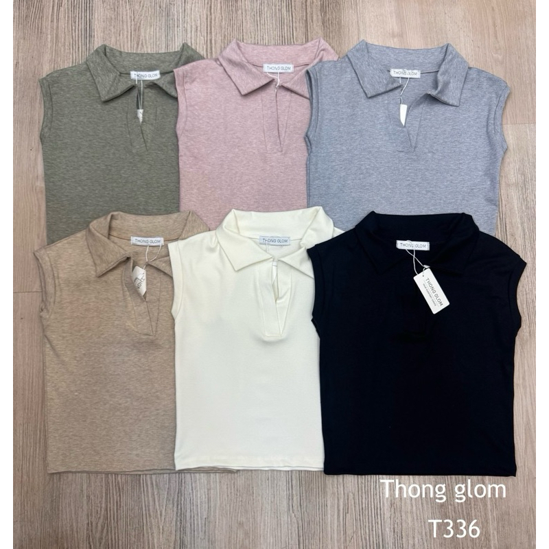 New arrival เสื้อแขนกุดทรงคอปก ผ้าร่องนิ่ม ใส่สบาย