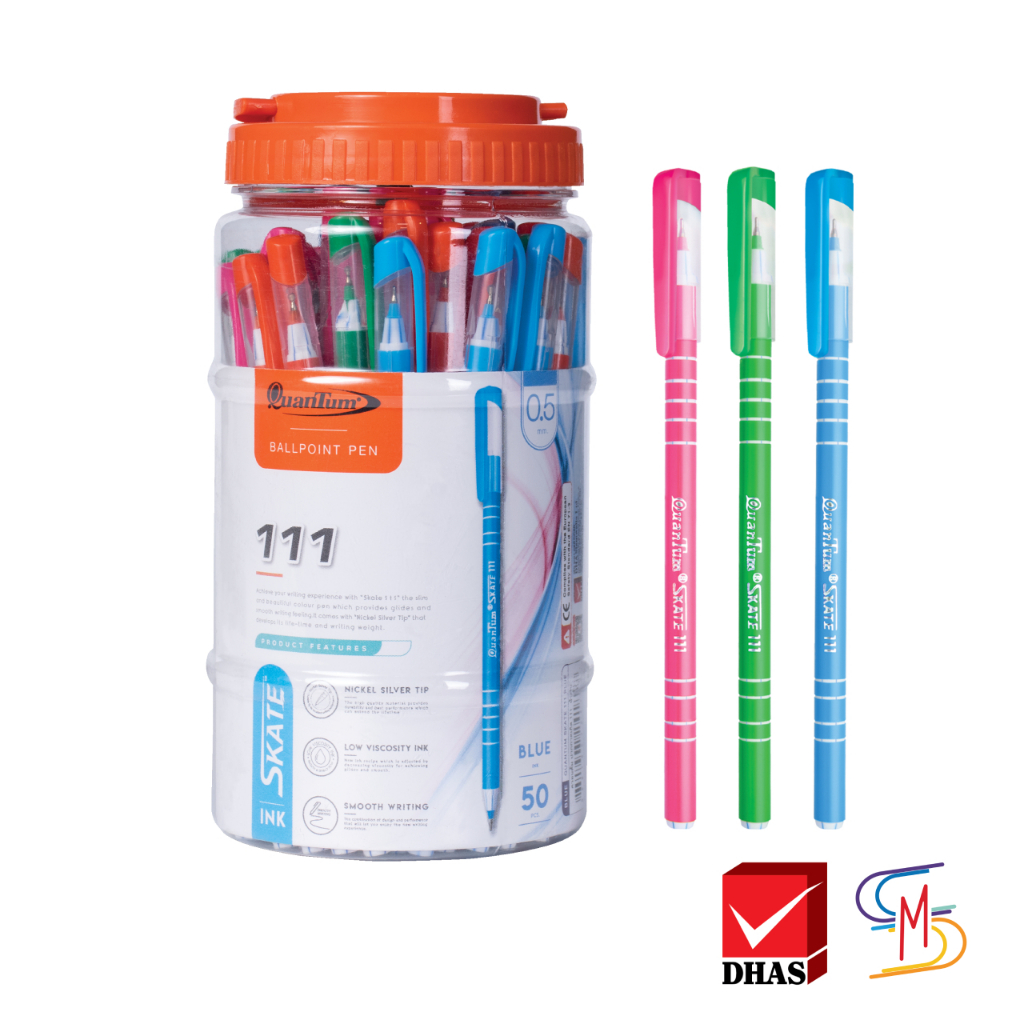 Quantum ควันตั้ม ปากกา ปากกาน้ำเงิน ปากกาโหล ปากกาลูกลื่น สเก็ต 111 น้ำเงิน 0.5 จำนวน 50 ด้าม