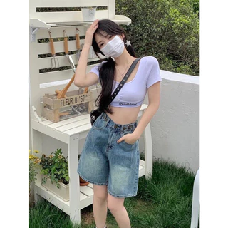 กางเกงยีนส์ผู้หญิง ขาสั้น 5ส่วน ผ้าไม่ยืด เนื้อผ้าดีใส่สบาย 919Jeans ไซส์ S - 2XLขาสั้น 5ส่วน