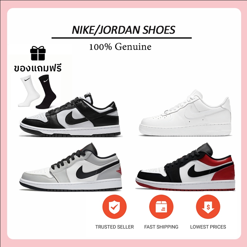 [รูปแบบใหม่]🚚รองเท้าผ้าใบ Air Jordan 1 Low Smoke Grey/BlackToe/Panda /Air Force 1 07 CW2288-111