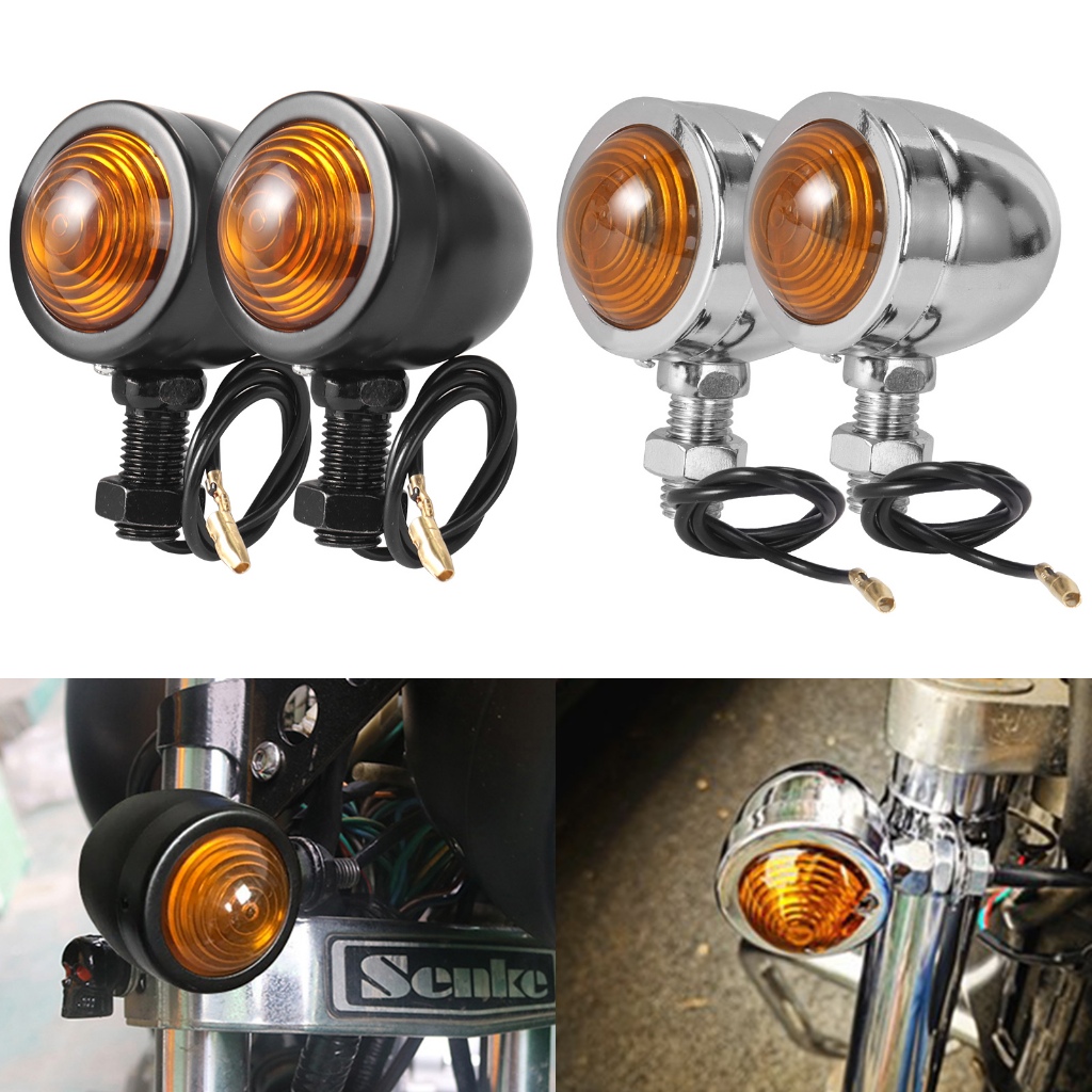 ไฟเลี้ยวรถจักรยานยนต์ ไฟเลี้ยวแต่งรถจักรยานยนต์ 1คู่ 12V LED อำพัน อุปกรณ์เสริมรถจักรยานยนต์ สีดำ/สีขาว