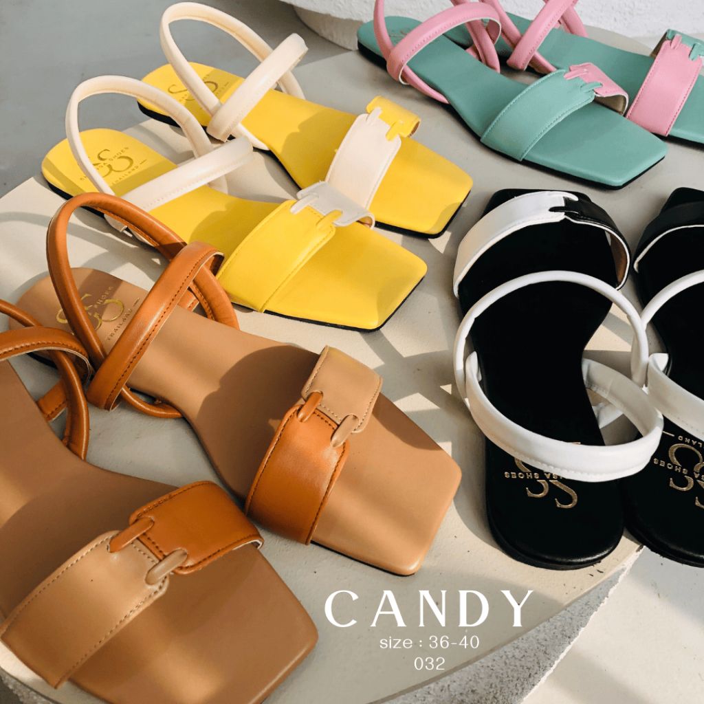Sharisa Shoes รุ่น CANDY (032) รองเท้าแตะรัดส้น พื้นนุ่ม ใส่สบายเท้า สีหวานละมุน สไตล์มินิมิล
