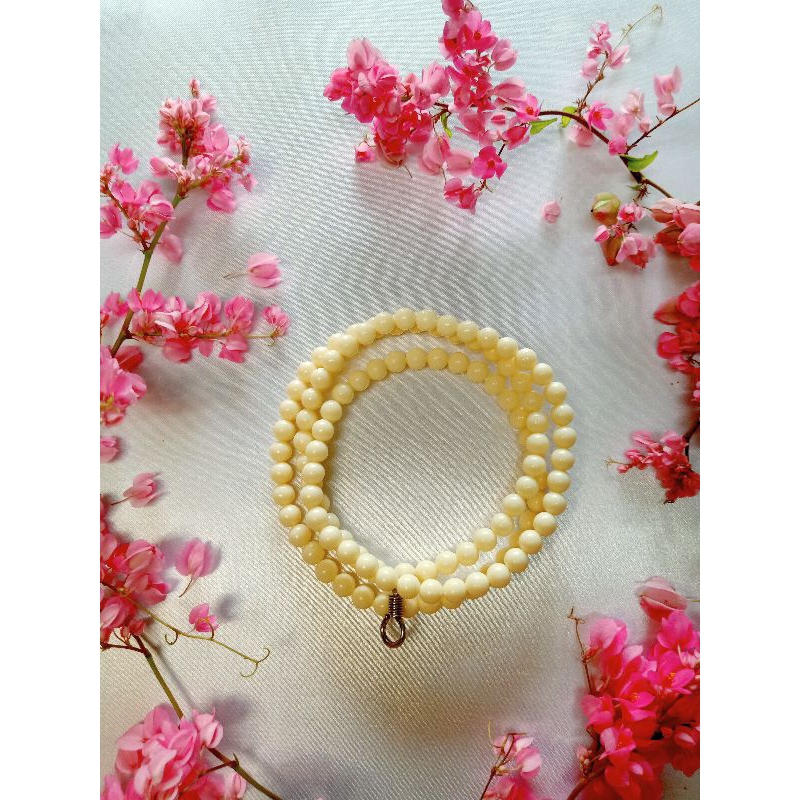 สร้อยประคำ108เม็ดขนาด8มม.พร้อมคาถามหาจักรพรรดิ(สีขาว, ชมพู, ชมพูขาว)​(ประคำเปล่าไม่มีพระ)​