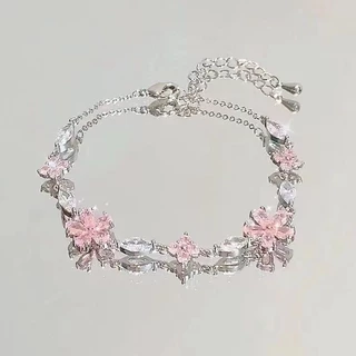 COD💖กำไลข้อมือ ผู้หญิง คริสตัลสีชมพู สร้อยข้อมือผีเสื้อ ซูซูรัน ดวงจันทร์ สร้อยข้อมือ ละเอียดอ่อนหวาน เครื่องประดับ-Lune