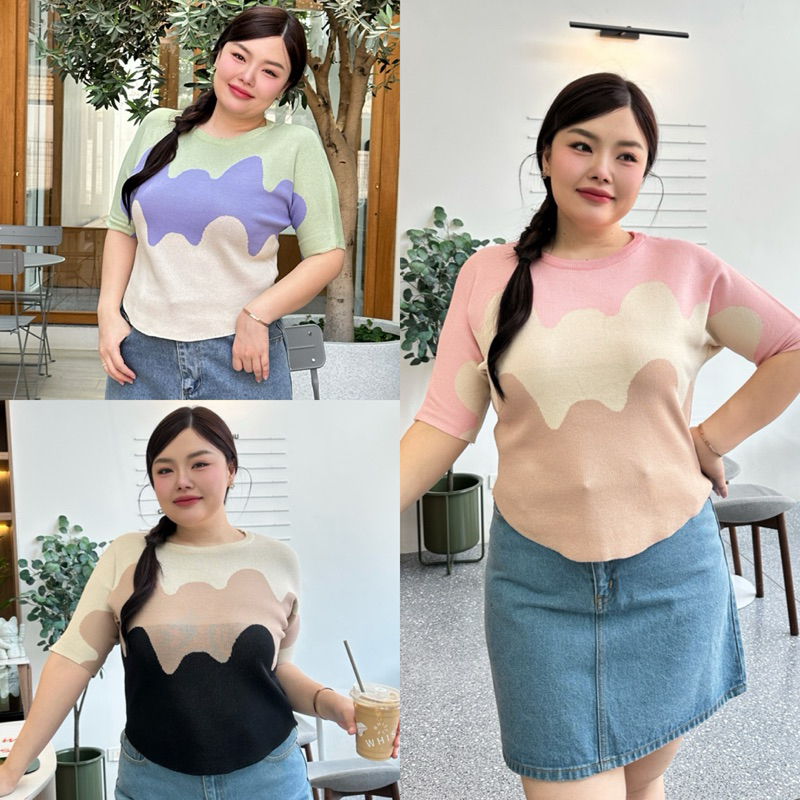 ICECREAM Top เสื้อไหมพรมทอลายสีพาสเทล 🌈 chubbybuthappy