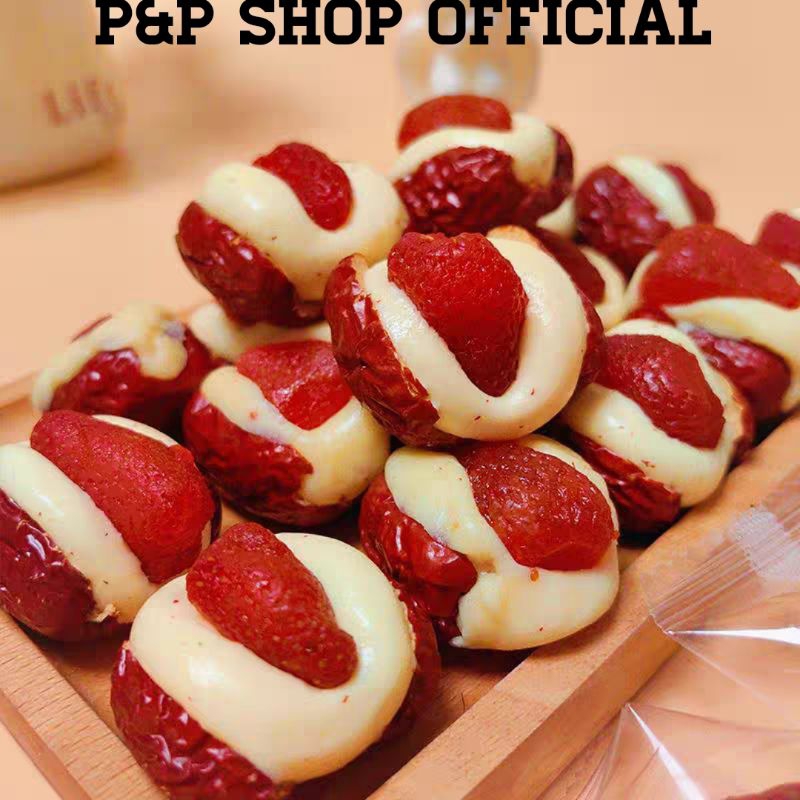 พุทราจีนครีมชีสสตรอว์เบอร์รี่500กรัม พุทรานมชีส ต้องลอง พุทราจีนครีมชีสอบแห้งกินพร้อมครีมชีสสตรอว์เบ