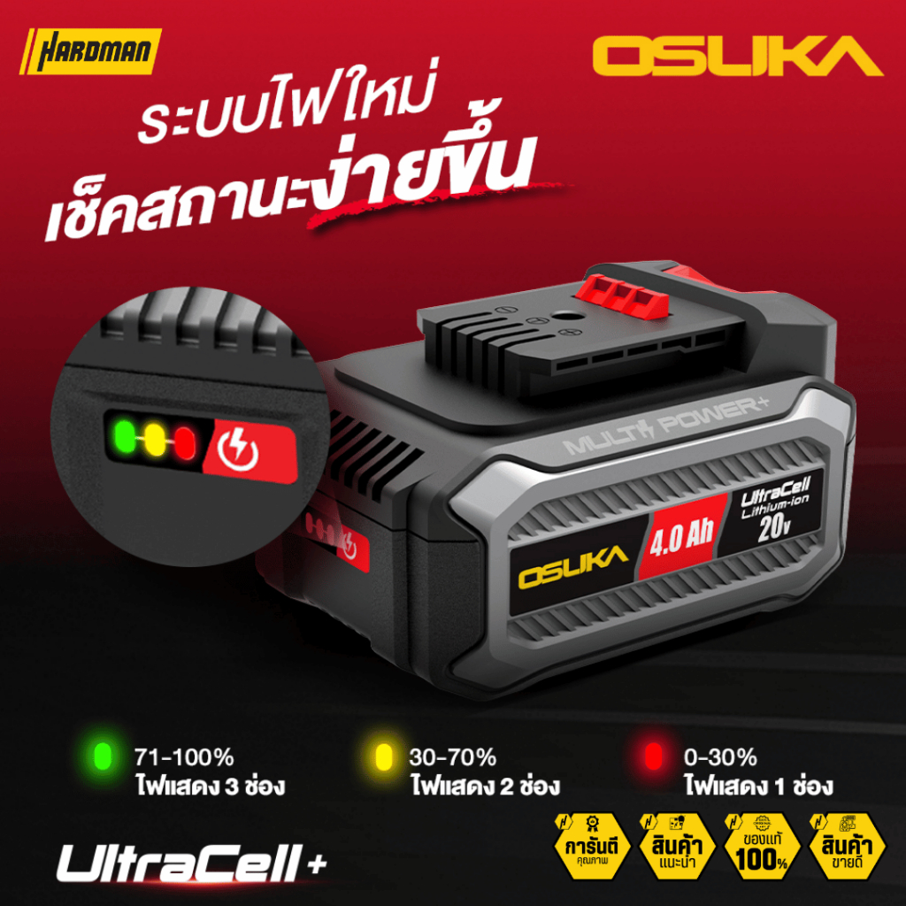 OSUKA แบตเตอรี่ 20 V 2.0 Ah - 10.0 Ah สำหรับเครื่องมือช่างกว่า 70+ สินค้า - รูปที่ 2