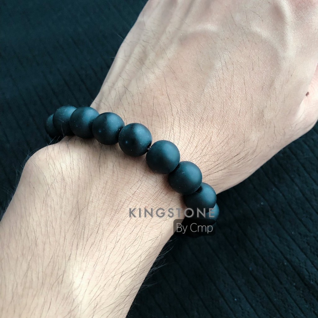 BLACK ONYX นิลด้าน ช่วยป้องกันคุณไสยหรือมนต์ดำ ขนาด 6 8 10 12 มม.สร้อยข้อมือหินแท้
