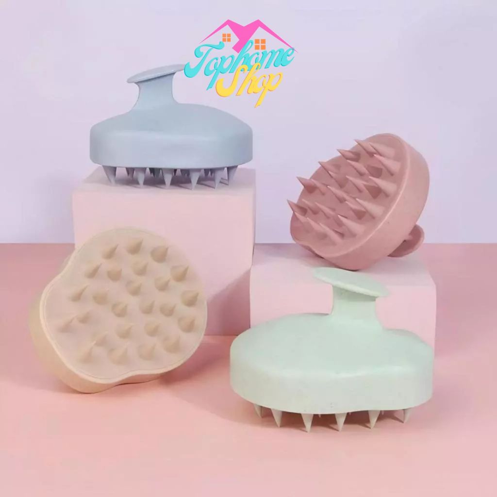 Topshome แปรงสระผม แปรงนวดหนังศีรษะ แปรงสระผมซิลิโคน ถนอมหนังศีรษะ นวดผ่อนคลาย สระผมให้สะอาดยิ่งขึ้น BO-U015