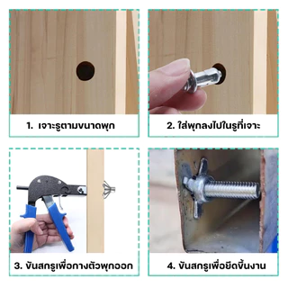 ( แพ็ค 10) สกรูกลีบดอกไม้ สกรูน็อตแจ็ค พุกร่ม ชุบซิงค์ ขนาด M4/M5/M6/M8 งานฝ้า , ยิปชั่ม , บอร์ด , แผ่นเหล็ก