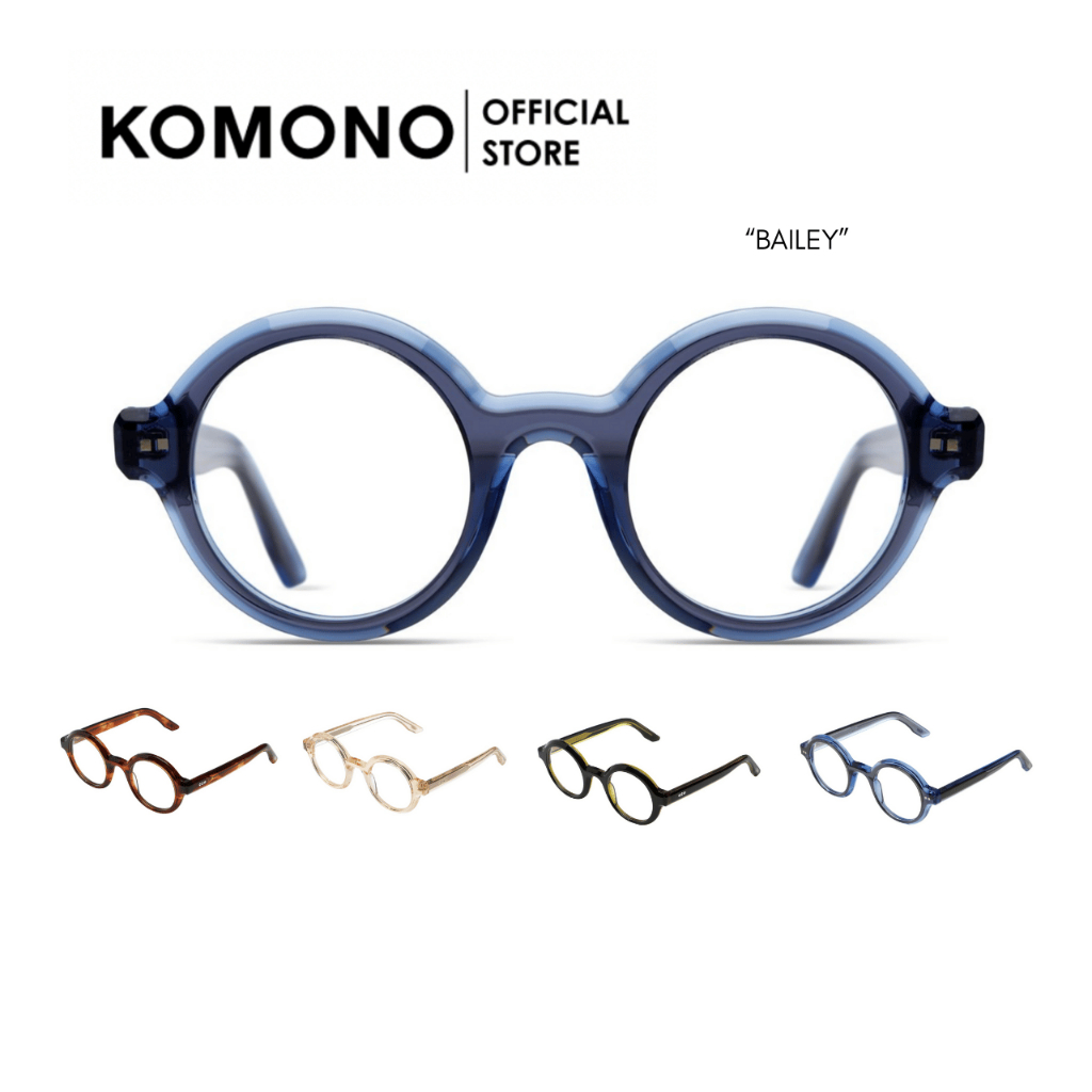 KOMONO Bailey Blue Ruby กรอบแว่นตา  ทรงกลม สีฟ้า