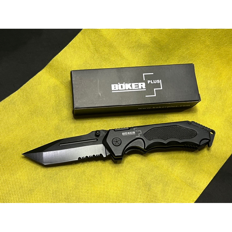 มีดพับ Boker plus สีดำ คุณภาพดี ใบมีดหยัก