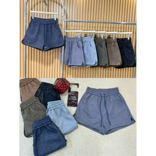 รหัส3856กางเกงขาสั้นแต่งเพชรฟรีไซส์เอวยืดงานป้านA&K