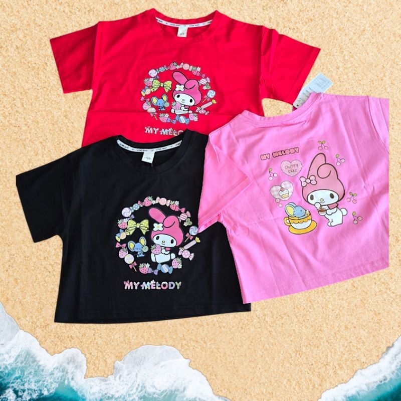 เสื้อครอปเด็กโต M0066 เสื้อครอปเด็ก เสื้อเอวลอยเด็ก ลายการ์ตูน ผ้านิ่มเด้ง ไซส์ 150-180