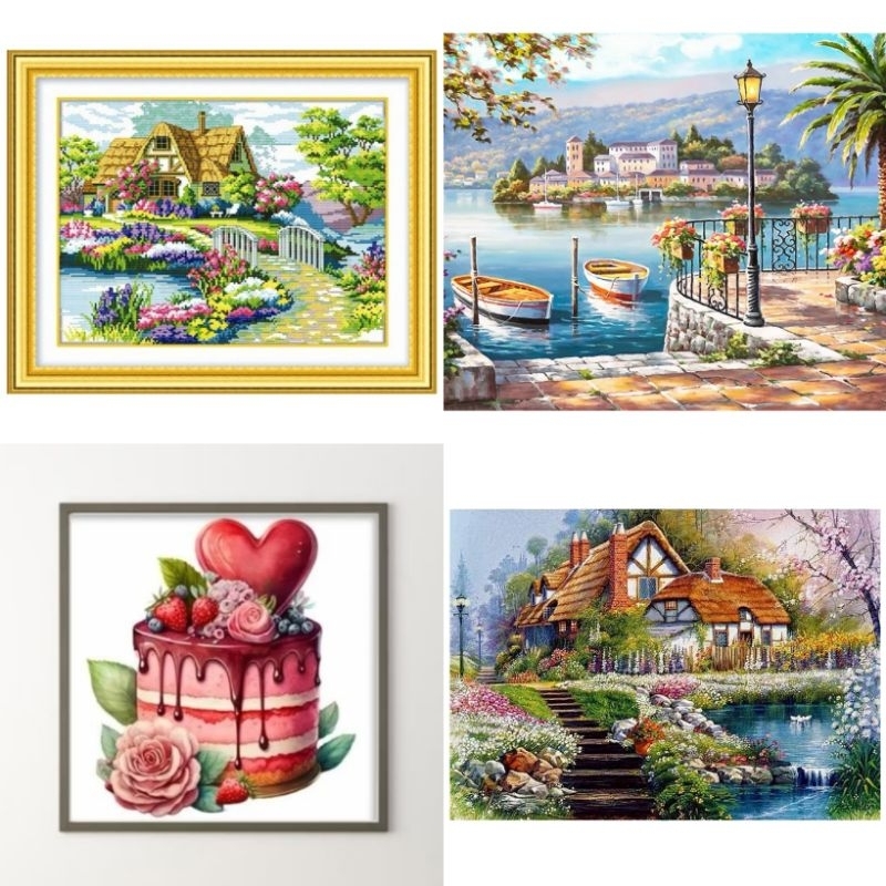 พร้อมส่ง✅ชุดปักครอสติช​ cross​ stitch​ 11ct​ ผ้าพิมพ์ลาย​อุปกรณ์ครบพร้อมปักได้เลย