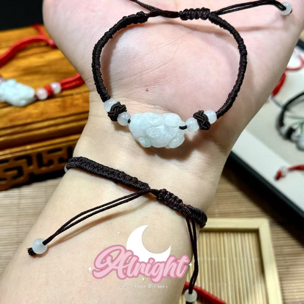 กำไลหินปี่เซียะหยกพม่าแท้ หยกแท้ แท้ 100% ความรัก การเรียน ร่ำรวย สวยครบจบในเส้นเดียว