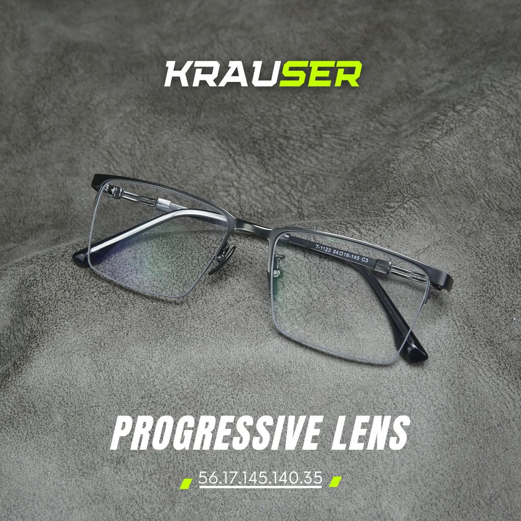 แว่นสายตายาวเลนส์โปรเกรสซีฟเลนส์ ไร้รอยต่อ รุ่น krauser คราวน์เซอร์ T-1123 เลนส์มองได้ 3 ระยะไร้ลอยต่อ