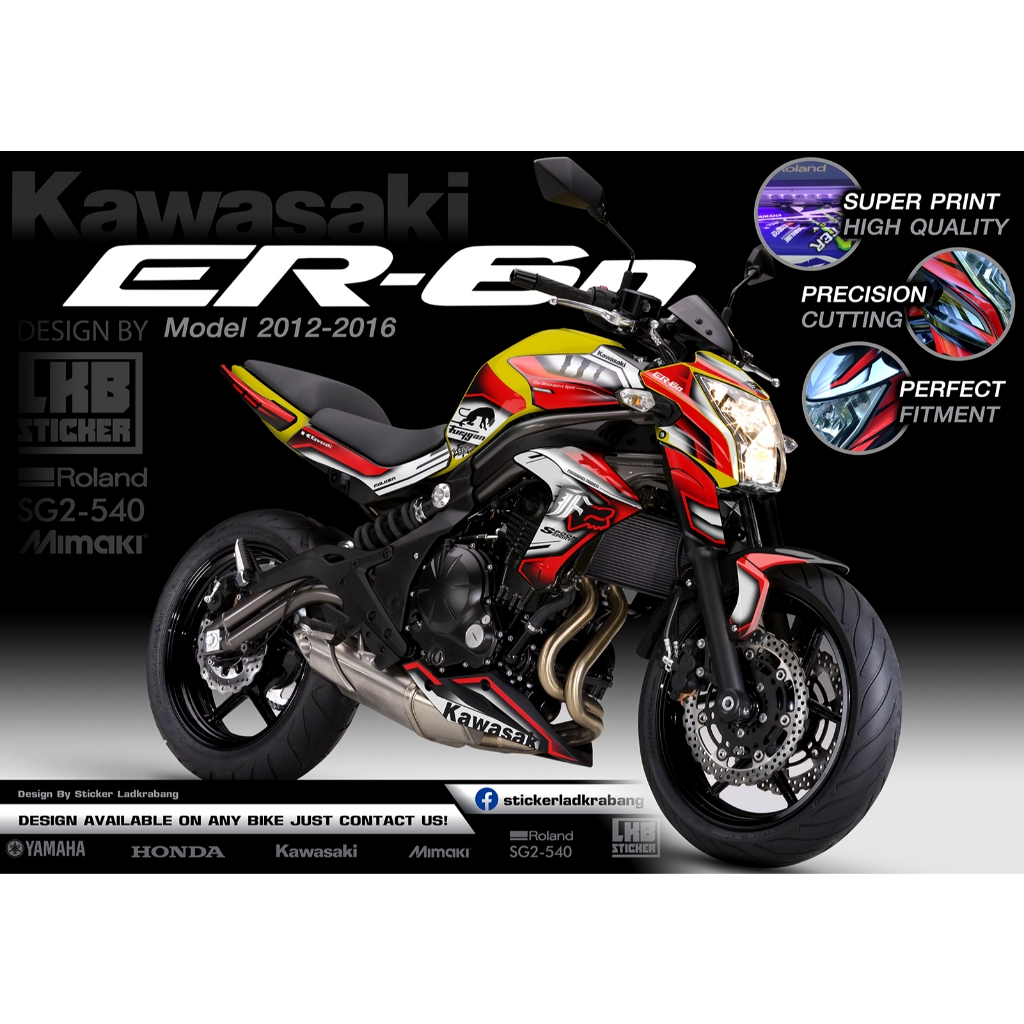 สติ๊กเกอร์แต่งลายรถ Kawasaki ER6N 2013-2016 Sport V.3