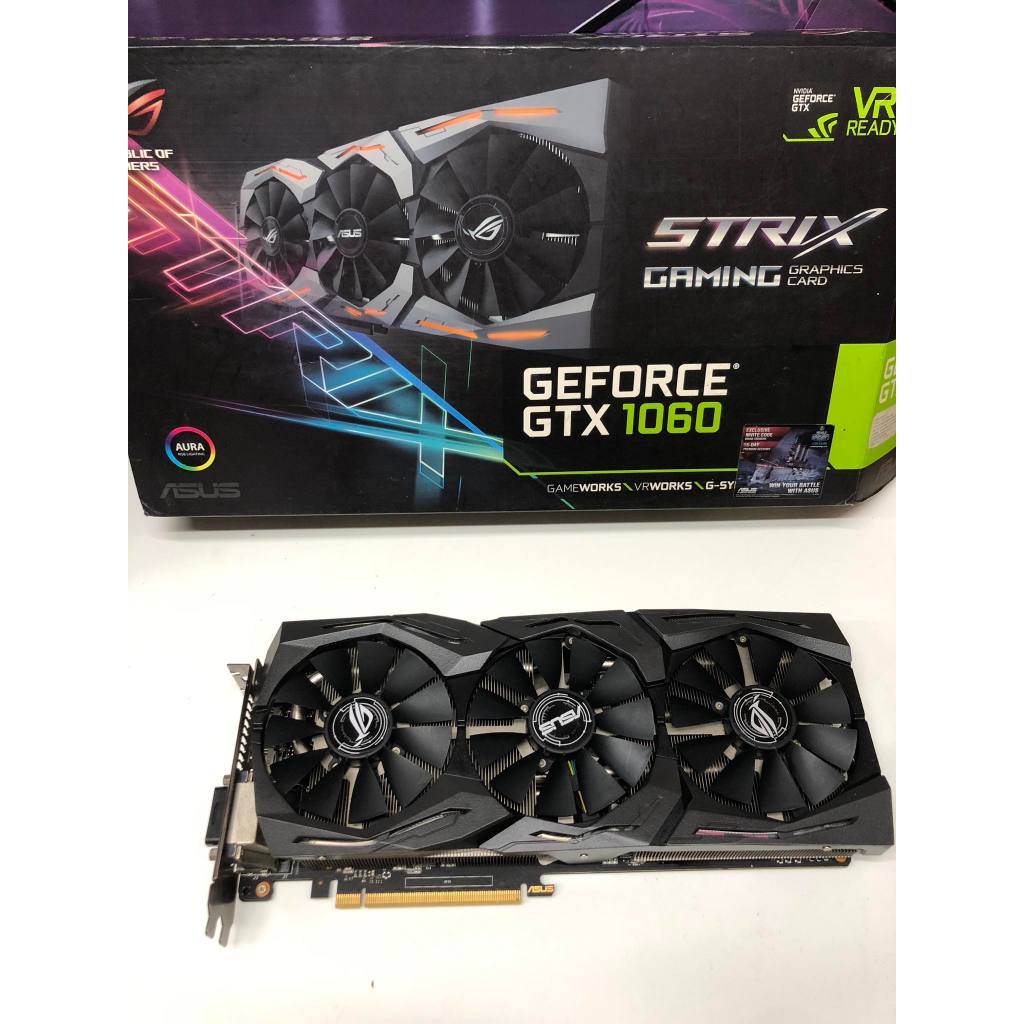 VGA ASUS ROG STRIX-GTX1060-O6G-GAMING ครบล่องใช้งานปกติ ไฟติดครบ ประกันร้าน