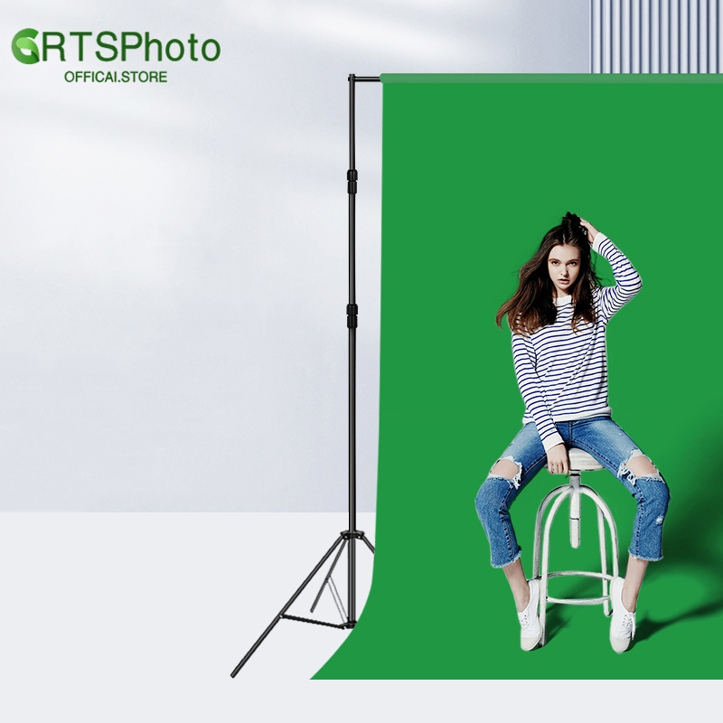 【ร้านแฟลกชิพ】GRTS ฉากเขียว green screen ฉากถ่ายรูป กรีนสกรีน ฉากถ่ายรูป ผ้าเขียว Roll up ไฟสตูดิโอ camera stand