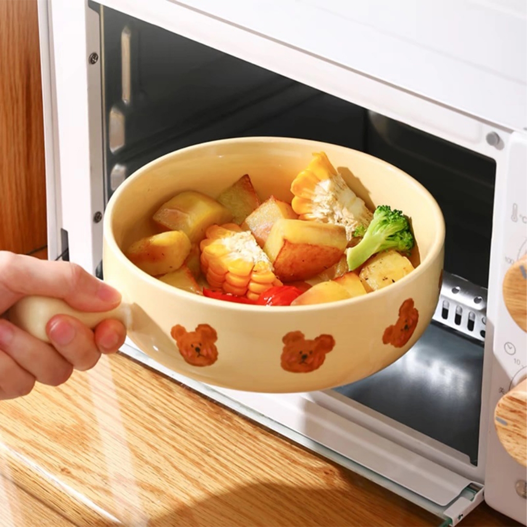 จานเซรามิค 𝗕𝗲𝗮𝗿 จานหมี ชามหมี 🐻 จานใส่อเนกประสงค์ สไตล์เกาหลี เข้าเตาไมโคเวฟได้ ♡ ชามสลัด - รูปที่ 2