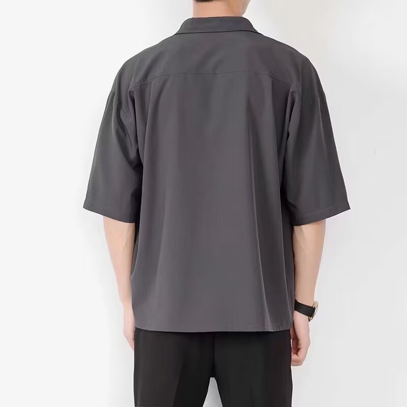 พร้อมส่ง#072#M-3XL#เสื้อเชิ้ตผู้ชายผ้าโพลีเอสเตอร์เรียบง่ายและมีสไตล์เนื้อผ้าระบายอากาสได้ดีใส่ได้ทุกโอกาส - รูปที่ 6