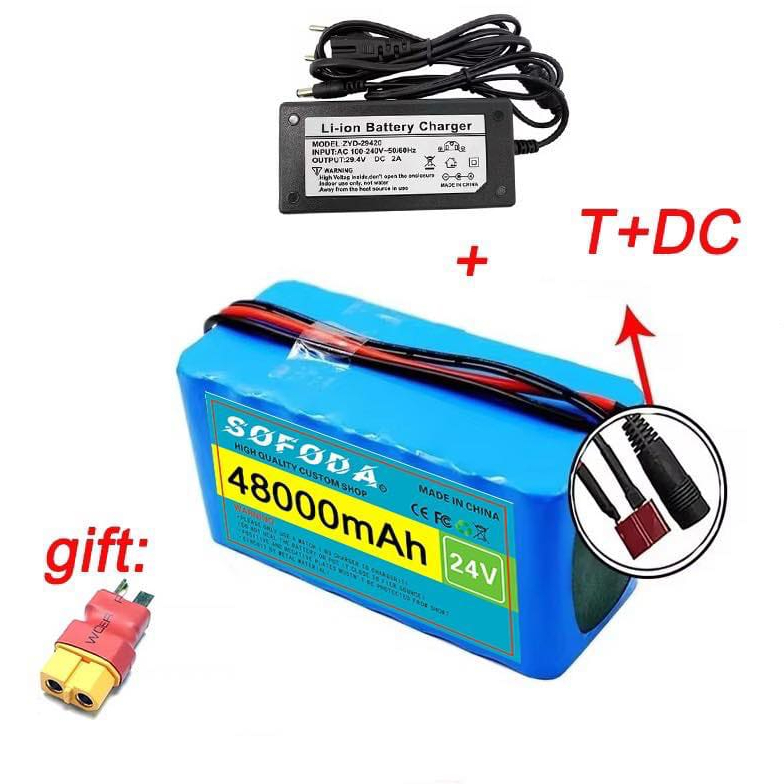 แบตเตอรี่ลิเธียม 24V 30AH/48AH/100AH  แบต 1000W E-bike 29.4V BMS + charger มอเตอร์ไซค์ไฟฟ้า  สกู๊ตเต